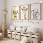 Ensemble de 3 affiches de décoration de pépinière Safari